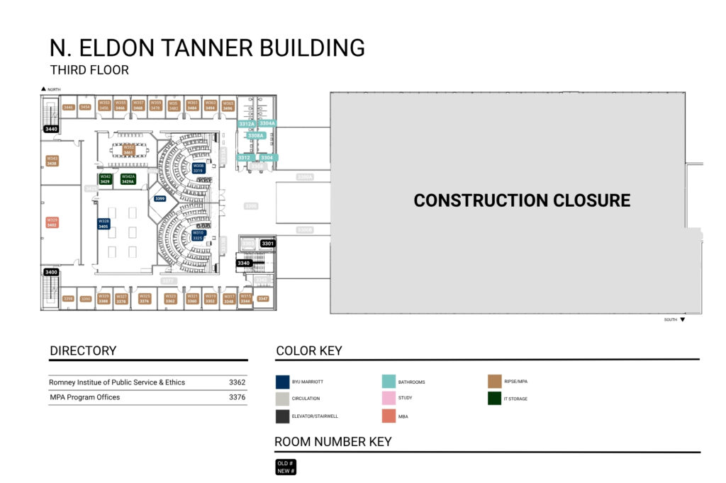 Tanner Building map of floor 3