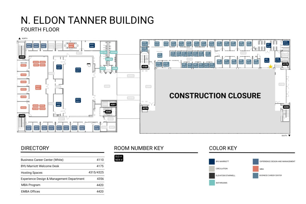 Tanner Building map of floor 4