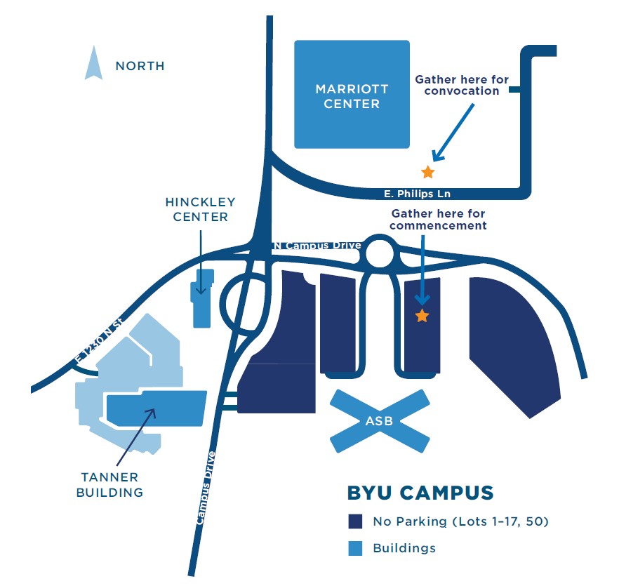 Map shows where BYU Marriott students will gather for Commencement 