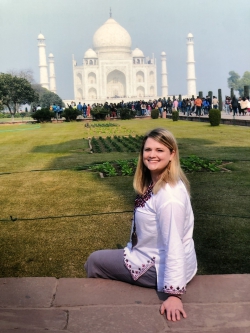 Corinne Anderson at the Taj Mahal.