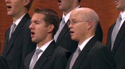 Larson singing with the Tabernacle Choir at Temple Square