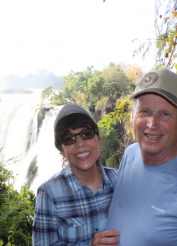 Gibb Dyer and his wife at Victoria Falls