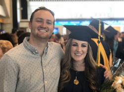 Oliver with her husband at her graduation from WGU, where she received an MBA. Photo courtesy of Miranda Oliver.