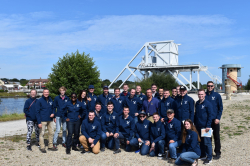 AFROTC students at Pegasus Bridge in France on an experiential learning opportunity trip in September 2021. Photo courtesy of Erin Ricks.