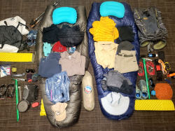 All the gear Holden and her husband will be taking on their 2,650-mile backpacking trip along the Pacific Crest Trail. Photo courtesy of Emily Holden.