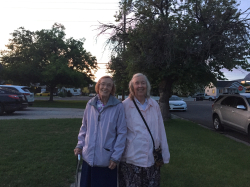 Wheeler with her sister, Jane, with whom she has served two missions. Photo courtesy of Gloria Wheeler.