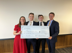 First-place winners in the 2022 BYU Marriott Case Competition. From left to right, Katelyn Fagan, Chase Meredith, Austin Napierski, and Matt Young. Photo courtesy of Katelyn Fagan.