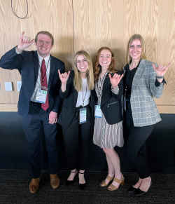 HRM students Kyle Campbell, Mara Hansen, Claire Bird, and Katie Bahr at the 2022 Utah SHRM Case Competition.