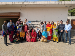 The India CIBER trip group members at the Incentive Foundation, an organization in Delhi, India, that provides educational and health care support for its surrounding communities. Photo courtesy of Lucy Smith.