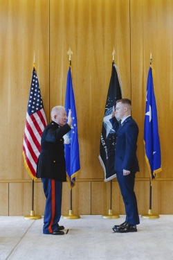 Second Lieutenant Joshua McMullan taking his oath of office in the United States Air Force. Photo courtesy of Michelle Baughan.