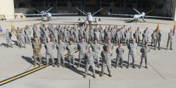 Colonel C. Todd Linton with the 163d maintenance group, held in California in 2018.