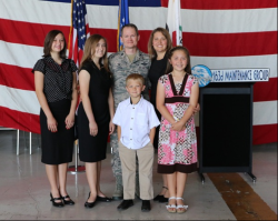 C. Todd Linton and his family at March Air Reserve Base held in California in 2015. Left to right: Torrey (daughter), Denali (daughter), Elias (son), Chalon (wife), Whitney (daughter).