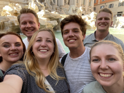 Caroline Crane (third from left) and group members at the Trevi Fountain in Rome, Italy. Photo courtesy of Caroline Crane.