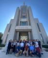 The 2022 Information Systems study abroad group in front of the Rome, Italy Temple. Photo courtesy of Rachel Daniel.