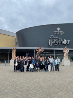 The study abroad group at the Warner Bros. Studio Tour London – The Making of Harry Potter exhibition. Photo courtesy of Rachel Daniel.