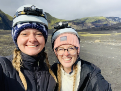 ExDM seniors Katie Hugie (right) and Natalie Martin (left) at a glacier in Iceland. Photo courtesy of Katie Hugie.