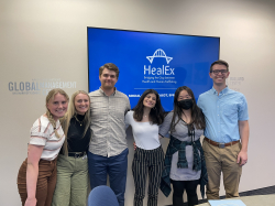 The HealEx SIP team, from left to right: Jayden Davis, Anna Croft, Walker Thomas, Mosarsaa, Yomi Cui, and Ethan Hassel. Photo courtesy of Zein Mosarsaa.