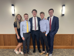 Bethany Bahr is the VP of marketing for the strategy program. Here she is (far left) with the rest of the strategy presidency. Photo courtesy of Bethany Bahr.
