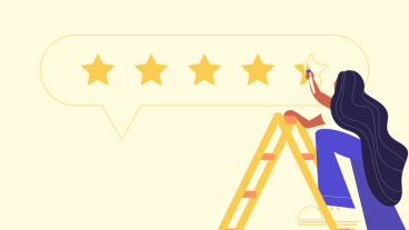 illustrative image of a person painting in a star in a set of 5 stars